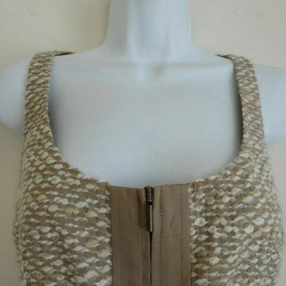 NWT AKRIS Camel Offwhite Wool Sheath Sleeveless Dress with Belt 8 - Picture 3 of 7
